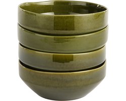 Mica Decorations Rhea Schaal - Set van 4 - Ø22,5 cm - Keramiek - Groen