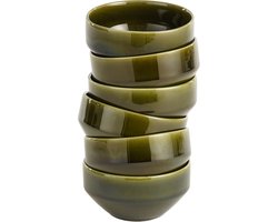 Mica Decorations Rhea Schaal - Set van 6 - Ø12,5 cm - Keramiek - Groen