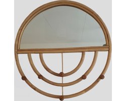 Mica Decorations Rotan wandspiegel  bruin D60cm