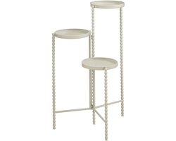 Mica Decorations Salvo Plantenrek - Plantenstandaard voor Kamerplanten - Plantentafeltje voor Binnen - Plantenonderzetter met Drie Plateaus - 40 x 40 x 70 cm - IJzer - Offwhite