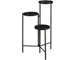 Mica Decorations Salvo Plantenrek - Plantenstandaard voor Kamerplanten - Plantentafeltje voor Binnen - Plantenonderzetter met Drie Plateaus - 40 x 40 x 70 cm - IJzer - Zwart