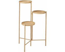 MICA Decorations Salvo Plantenstandaard, plantenrek voor kamerplanten, plantentafel voor binnen of balkon, meubels, drie niveaus, 40 x 40 x 70 cm, ijzer, beige