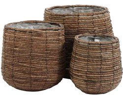 Mica Decorations Santo Manden - H31 x Ø33 cm - Set van 3 - Bruin