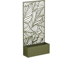 Mica Decorations Sapri Plantensteun - Plantenbak met Klimrek voor Klimplanten - Plantenstandaard Vrijstaand of tegen Muur - 57,5 x 21 x 118 cm - Groen