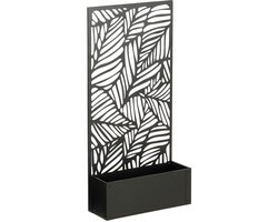 Mica Decorations Sapri Plantensteun - Plantenbak met Klimrek voor Klimplanten - Plantenstandaard Vrijstaand of tegen Muur - 57,5 x 21 x 118 cm - Zwart