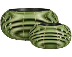 Mica Decorations Schaal Cesena - 58x58x28 cm - plastic - Groen - Set van 2
