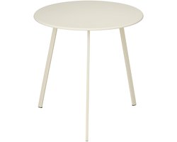 Mica Decorations Seatle Bijzettafel Rond voor Buiten - Koffietafel - Salontafel Buiten - Ook als Plantentafeltje of Plantenstandaard - Metaal - 38 x 61 cm - Creme