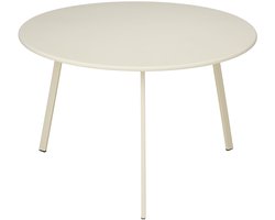 Mica Decorations Seatle Bijzettafel Rond voor Buiten - Koffietafel - Salontafel Buiten - Ook als Plantentafeltje of Plantenstandaard - Metaal - 38 x 61 cm - Creme