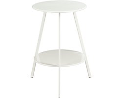 Mica Decorations Seatle Bijzettafel Rond voor Buiten - Koffietafel - Salontafel Buiten - Ook als Plantentafeltje of Plantenstandaard - Metaal - 58 x 46 cm - Wit