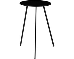 Mica Decorations Seatle Bijzettafel voor Buiten - Bijzettafel Rond H58 x Ø38 cm - Metaal met Smalle Poten - Tafeltje voor Balkon of Tuin - Bijzettafeltje Buiten - Zwart
