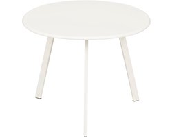 Mica Decorations Seatle Bijzettafel voor Buiten - Salontafel Rond - Plantentafel en Koffietafel - H30 x Ø38 cm - Metaal - Wit