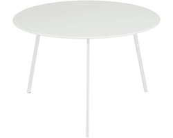 Mica Decorations Seatle Bijzettafel voor Buiten - Salontafel Rond - Plantentafel en Koffietafel - H38 x Ø58 cm - Metaal - Wit