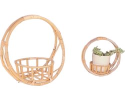 Mica Decorations ,Set van 2 , Porto bloempot hangende houder l.bruin , Groter maat 22,5 x 38 x 38cm