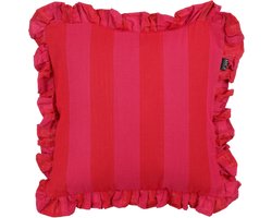 Mica Decorations Sierkussen - L45 x B45 x H10 cm - Katoen - Roze, Rood