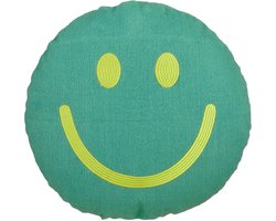 Mica Decorations Smiley Sierkussen - Kussen met Kussenhoes - Woondecoratie Woonkamer - Ø45 x 10 cm - Katoen, Polyester - Groen