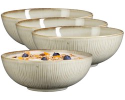 Mica Decorations Soepkom Nusa - 6x - creme kleur - 17 x 6 cm - keramiek - kommetjes/schaaltjes - 500 ml