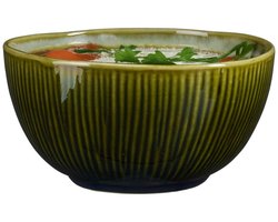 Mica Decorations Soepkom Nusa - groen - 7 x 12 cm - keramiek - kommetjes/schaaltjes - 500 ml