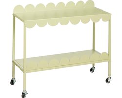 Mica Decorations Steffano Plantentafel op Wielen - L79 x B28 x H67 cm - Metaal - Lichtgroen
