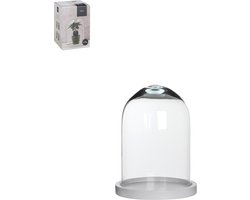 Mica Decorations Stolp Hella - glas en wit eikenhout - 17 x 23 cm - Home Deco stolpen - Woonaccessoires