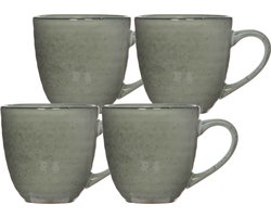 Mica Decorations Tabo Bekers - 9 x 9 cm - Keramiek - Grijs - 4 Stuks