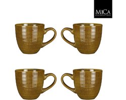 Mica Decorations Tabo Mok 9 x 9 cm - Oker - 4 stuks