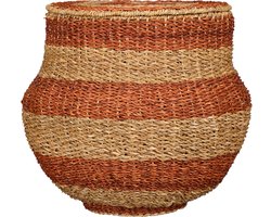 Mica Decorations Tacoma Opbergmand met Deksel - H48 x Ø55 cm - Jute - Oranje