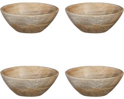 Mica Decorations Tomar schaal - 4,5 x 11,5 cm - Mangohout - Lichtbruin - 4 stuks
