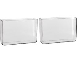 Mica Decorations Vaas - 2x - rechthoek - glas - 30 x 10 x 20 cm - Accubak - Glazen vazen - Woonaccessoires