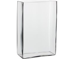 Mica Decorations Vaas - rechthoekig - glas - 20 x 10 x 30 cm - Accubakken - Glazen vazen - Woonaccessoires