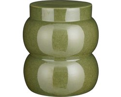 Mica Decorations Vendi Bijzettafel - H40 x Ø35 cm - Keramiek - Donkergroen