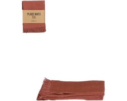 Mica Decorations Villia Placemats 38 x 33 cm - Donkerbruin- 4 stuks