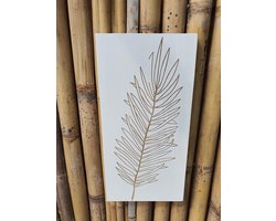 Mica Decorations Wand decoratie blad wit , L30 x B3,5 x H60 cm