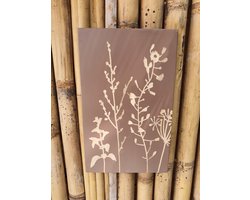 Mica Decorations Wand decoratie bloemen bruin L30 x B3,5 x H48cm