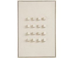 Mica Decorations Wanddecoratie - Wandpaneel Abstracte Kunst 60 x 40 x 3 cm - Woondecoratie voor Woonkamer of Slaapkamer - Off-white