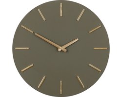 Mica Decorations Wandklok - donker groen - D36 cm - aluminium - muur klok - rond