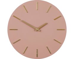 Mica Decorations Wandklok - roze/goud - D36 cm - aluminium - muur klok - rond