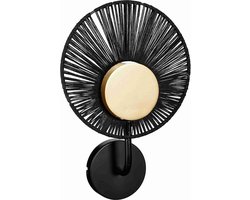 Mica Decorations Wandlamp Helge - 26x12x39 cm - Jute - Zwart