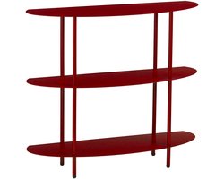 Mica Decorations Wandrek – Opbergrek en Metalen Wandrek voor Decoratie Woonkamer – Geschikt voor Planten en Accessoires – Stevig Rek van IJzer – 90 x 28 x 81 cm – Rood