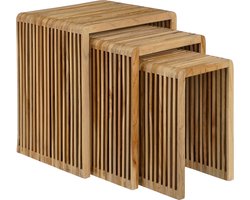 Mica Decorations Yonker Bijzettafel - Set van 3 - L44 x B34 x H50 cm - Gerecycled Hout - Bruin