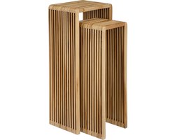 Mica Decorations Yonker Plantentafel - Set van 2 - L35 x B25 x H80 cm - Gerecycled Hout - Bruin