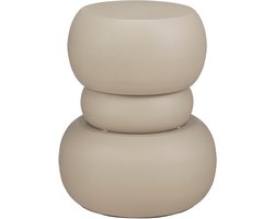 Mica Decorations Zea Bijzettafel - Bijzettafeltje Rond - Woonkamer Decoratie - 51 x 42 cm - IJzer, MDF, Fluweel - Off-White