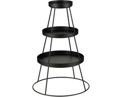 Mica Decorations Zwarte 3 laags Etagere – 40 x 40 x 74 cm