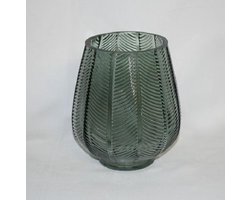 Mica - Kaarshouder - vaas - groen - glas - 15 x Ø 12.5 cm