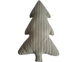 Mica - Kussen - Kerstboom - Groen/Wit - Gestreept - 58 x 38 cm