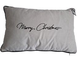 Mica - Kussen - Merry Christmas - Wit - 55x35x10 cm