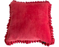Mica - Kussen - Ruffled - Roze - Fluweel - 45x45 cm