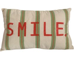 Mica - Kussen - Smile - Groen - 55x35 cm