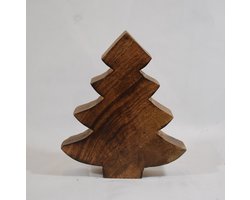 Mica - Mango houten Boom - boompje - kerstboom - massief hout - kerstversiering - 17 x 15 x 3.5 cm