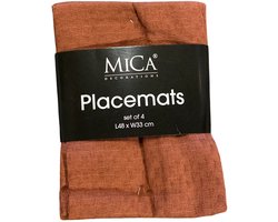 Mica Placemats Donkerbruin Set van 4 48x33 cm – Tafelmat – Decoratieve Placemat voor Eettafel