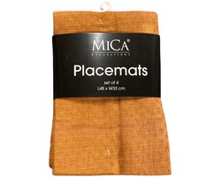 Mica Placemats Okergeel Set van 4 – 48x33 cm – Tafelmatten – Tafeldecoratie